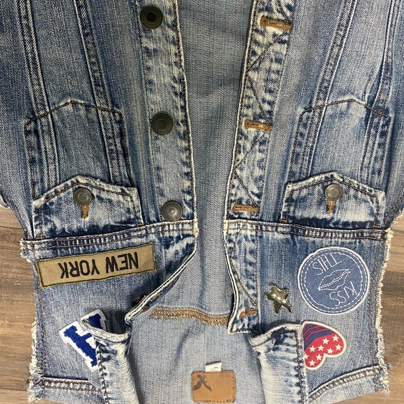 Women's Vintage Hollister Denim Vest with Patches - Picture 2 of 4